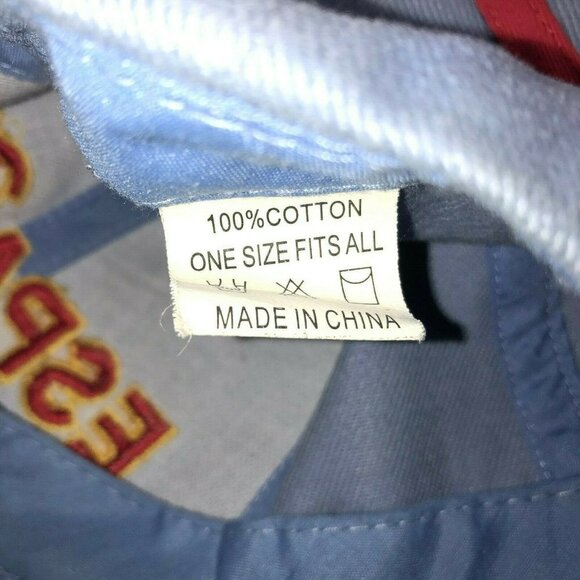 Men's España One Size Fits All Light Blue Red Yellow Stripe Strap Back Cap Hat - Picture 5 of 6